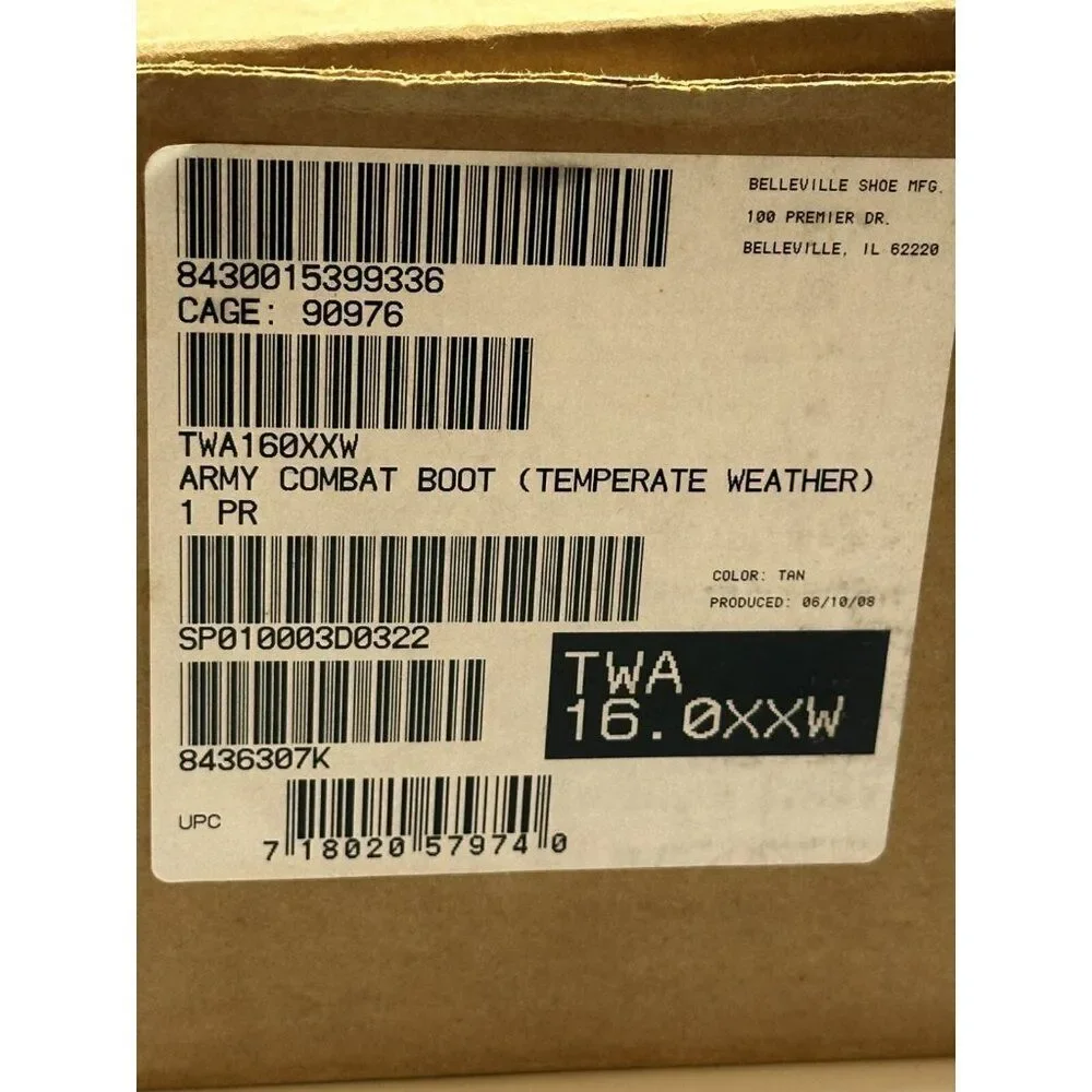New Belleville Mns 03-D-0322 Goretex Desert Tan Lace Military Combat Boots 16XXW